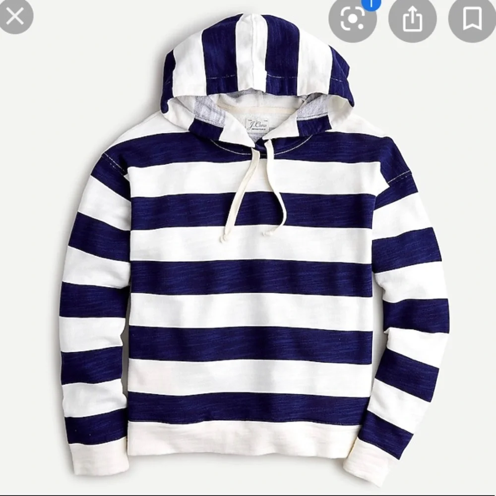 NWT J. Crew Hoodie in Striped Vintage Cotton Terry - Picture 1 of 1